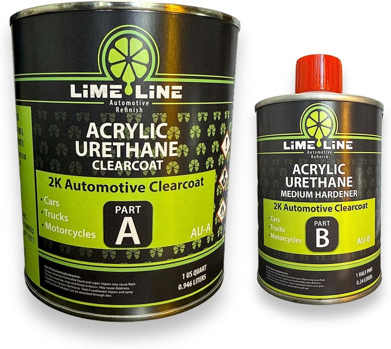 LiME LiNE 2K Clear Coat - 1.25 Quart Automotive Paint Kit with Hardener - 4:1 Mix Ratio, High Gloss Top Coat for Cars, Trucks, and Motorcycles - Image 1